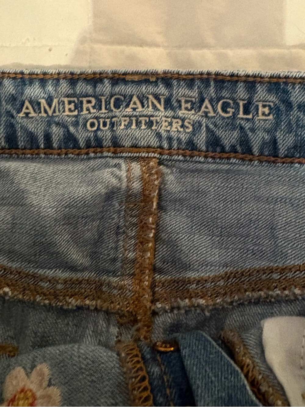 American Eagle Floral Embroidered Jean Skirt - Picture 3 of 4